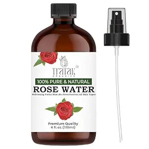 TRATAK ORGANICS Rose Water 4 fl oz (118 ml) Organic Refreshing Rose Water Spray for Face & Skin Hydration, Pure Rosewater for Hair & Makeup Setting Spray, Reduce Eye Puffiness, Dark Circles & Redness, Huge 4 oz