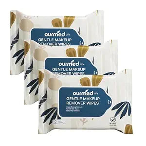 Ourmed Life Rose Water Hydrating Makeup Remover Wipes, Portable, 30 Ct