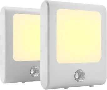 MAZ-TEK Plug in Motion Sensor Lights with Adjustable Brightness,Warm White Motion Activated Led Night Light for Hallway, Stair, Corridor, Kitchen, Living Room, Garage, Basement, Utility Room,2 Pack