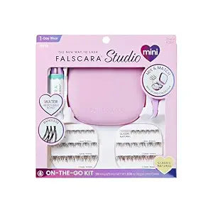 Falscara Studio Mini, False Eyelashes, Lash Clusters, 'Classic Natural', 8mm-12mm, Includes 36 Wisps, applicator, tubing bond in a case, Contact Lens Friendly, Easy to Apply, Reusable Lash Clusters