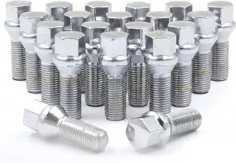 Wheel Accessories Parts 20 Pcs M14 x 1.50 Thread Acorn Seat Lug Bolt Chrome Finish 28mm Shank Length 17mm Hex fits Land Rover Range Rover Volvo S60 S90 XC40 XC60 XC70 XC90 Older BMW