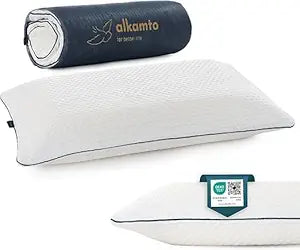 alkamto Memory Foam Pillow 27.5X 18 in Ergonomic Neck Support Pillow Oeko-Tex Certified Breathable & Thermoregulating Cover Ideal for Back & Side Sleepers (27.5" (L) 18" (W) 4.7" (H))