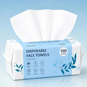 Disposable Face Towels 100 Count, Biodegradable Dry Clean Skin Face Towels