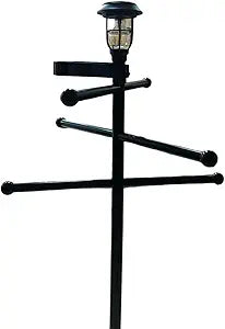 Pool Outdoor Towel Rack with Solar Light, 6 Bars with Top Tray Metal Heavy Duty Pool Accessories with Heavy Metal Base, Hot Tub Accessories Towel Dying Rack Towel Stand for Pool