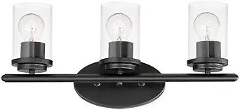 Maxim Lighting Corona 3-Light Bath Vanity Light | Black Finish | Clear Glass Shade | Contemporary Bathroom Vanity Light | 10213CLBK