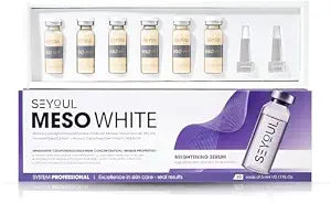 SEYOUL Meso White Brightening Serum for Dark Spots & Uneven Skin Tone – Diacetylboldine, Niacinamide & Hyaluronic Acid – Hydrating Facial Ampoules – 6 Vials