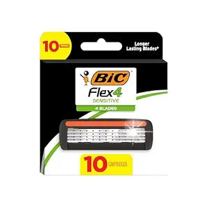 BIC Flex 4 Refillable Razors for Men, 10 Long-Lasting Blade Refills