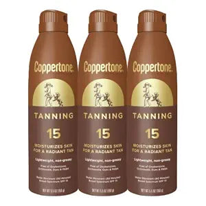 Coppertone Tanning Sunscreen Spray SPF 15, Multipack, 3 x 5.5 FL OZ