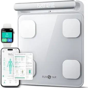 RunStar Smart Scale for Body Weight and Fat Percentage FSA&HSA Eligible, 8-Electrode Digital Bathroom Scale with BMI, Body Fat & Muscle Mass to 28 Body Composition and Printable Body Analysis Report
