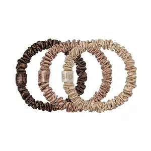 SLIP Silk Hair Ties, Basics Skinny Scrunchies, Set of 3 | Anti-Damage