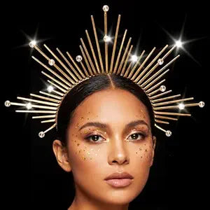 Zoestar Goddess Crown Headband Greek Sun Halo Headpiece for Women (Gold)