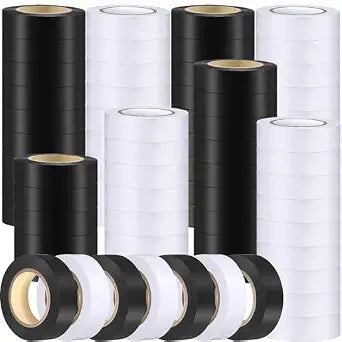 Qilery 60 Pack Vinyl Electrical Tape Bulk Electric Tape, White, Black