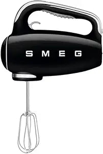SMEG Black 50's Retro Style Electric Hand Mixer with Set of Beaters, Set of Dough Hooks and Set of Whisks