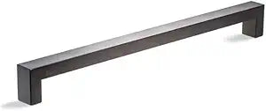 32 Inches Total Length Modern Stainless Steel Front Door Handle in Matte Black Painted Finish, Sliding Barn Door Handle Internal External Pull for Single or Double Doors, Square Rectangular Bar