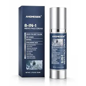 8-in-1 Face Cream for Men, Anti-Aging Daily Moisturizer with Hyaluronic Acid & Shea Butter, Helps Improve the Look of Eye Bags and Wrinkles & Reduce Puffiness, Lightweight Men's Formula, 1.7 oz