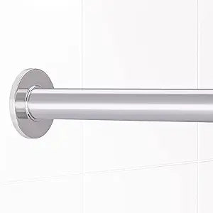 TidyFriend Plastic Shower Rod Cover 58 Inch (4 Covers) - Smooth Glide Shower Curtain Rod Cover for Straight Shower Rods, Rust Cover and Bathroom Decor Upgrade, Easy Slip On Design (Silver)