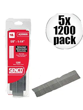Senco A209809 5X 1200Pk Galvanized Brads Variety 18 Ga X 5/8 Inch-1/4 Inch.