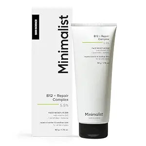 Minimalist Vitamin B12 Complex 5.5% Face Moisturizer with Panthenol & Ceramides | Strengthens Skin Barrier, Boosts Hydration, Soothing, Lightweight Gel Texture | 1.7 Oz/50 gm