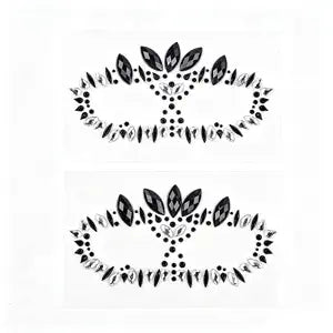 Black Silver Face Gems Stick On, Mask���Shaped Rhinestone Face St