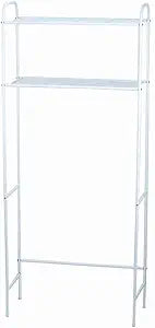 Home Basics 2 Tier Over The Toilet Bathroom Space Saver, Metal Bathroom Shelf Storage Unit, Anti-rust, White