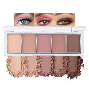 5 Color Matte Rose Nude Eyeshadow Palette, Dusty Rose Mauve Pink Cocoa Brown Neutral Shades, Highly Pigmented Blendable Long Lasting for Daily Natural Makeup, Soft Glam & Mature Eyes, Sombra de Ojos 4