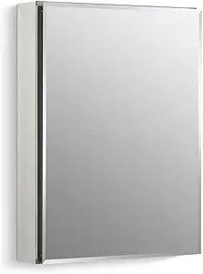 Kohler CB-CLC2026FS Frameless Bathroom Mirror Medicine Cabinet, Single Door, Rectangular Beveled Edge Frame, Bathroom Cabinet Mirror, Adjustable Shelves, 20 in. W x 26 in. H