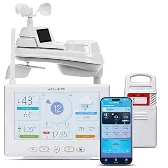 AcuRite Iris Wireless Weather Station with HD Direct-to-Wi-Fi Display, Lightning Sensor, Indoor/Outdoor Temperature and Humidity, Wind Speed/Direction, Rain Gauge, and Barometer (01532M), White