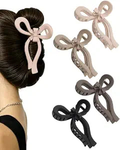 AWAYTR 4Pcs 5.1" Matte Bow Claw Clips, Extra Large for Thick Hair