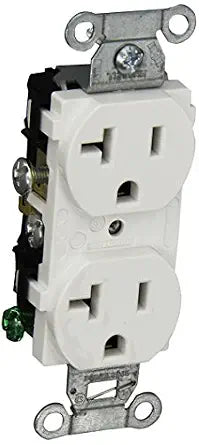 Hubbell CR20WHI Duplex Receptacle, Common Ground, 20 amp, 125V, 5-20R, White (Pack of 10)