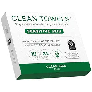 Clean Skin Club Clean Towels® XL Sensitive Skin | Travel Pack, Ultra-Soft Disposable Face Towels Infused with Aloe & Glycerin for Sensitive Skin, TSA-Approved Travel Essential