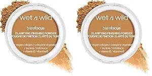 wet n wild Bare Focus Clarifying Finishing Powder | Matte | Pressed Setting Powder Medium-Tan (Pack of 2)