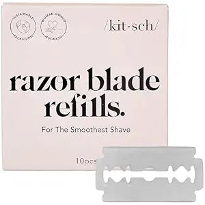 Kitsch Double Edge Safety Razor for Men and Women Blades Refills - 10 Count