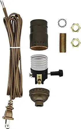 Creative Hobbies Make a Lamp or Repair Kit - All Essential Hardware, 3 Way Socket, and Matching Electric Cord (Antique)