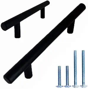 PREMIUM SOLID Euro Style Bar Handle Pull-25Pack-3 In Hole Center & 5 3/8 In Length-Heavy Stainless Steel Bar Handle Pull with a Matte Black Finish-American Owned Cabinet Hardware