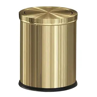 15L/4GAL Gold Bathroom Trash Can, Small Waste Basket with Flipping Lid, Golden Garbage Can for Bathroom,Living Room,Hotel,Office(Singer Gold)