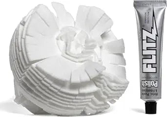 Flitz Buff Ball w/ 1.76oz Metal Polish Paste - 5in Drill Buffer Polisher Attachment for Any 3/8in Drill - Self-Cooling, Washable Polishing Ball to Buff, Shine, & Protect All Metals, Plastics (1 Pack)