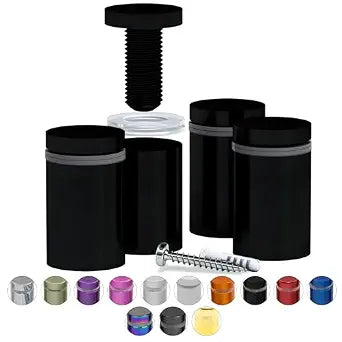 4 Pcs Stainless Steel Standoff Screws (Black) - x 1 Screws for Acrylic, Wood, and Glass Signage - Sign Standoffs Wall Mount for Frames, Advertisements, and Displays