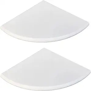 2 Pcs White Marble Corner Shower Shelf for Bathroom, 9'' x 9'' x 0.8'' Marble Corner Shelves for Bathroom Wall Mounted Both Side Polished