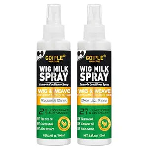 2PCS Wig Milk Spray for Synthetic Hair, Leave-In Conditioner Wig Detangler Spray for Human Wigs, Conditioner & Detangler 2 in 1 Moisturizer, Hydrates & Replenishes Synthetic Hair Wigs Easy Combing