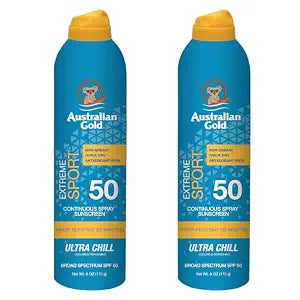 Australian Gold Extreme Sport Sunscreen Spray SPF 50 | Cooling, Two 6 Fl Oz