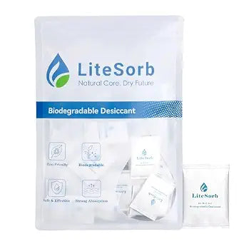 Moisture Absorption Desiccant Packs(2g x 50pcs),Silica Gel Packets Alternative,Food Safe Plant Fiber