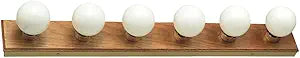 Design House Bathroom Vanity Light Fixtures Over Mirror, 6-Light Vanity Lights for Bathroom, Dimmable Wall Mount Lighting, Horizontal or Vertical Installation, Honey Oak, 36-Inch, 500223