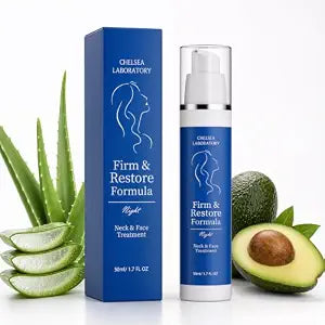 Official CHELSEA LABORATOTYS Firm & Restore Formula Night Cream for Face and Neck, Deep Hydrating Anti-Wrinkle Moisturizer for Neck & Face, Overnight Firming & Nourishing