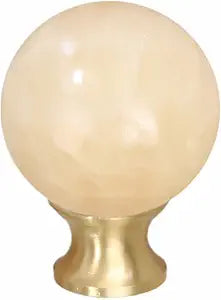 MAXWOLF Modern Decorative Brush Brass Crystal Round Ball Knobs for Dresser Drawers, Vanity, Cabinets, 1 1/4 Inch, Kitchen Cabinet Hardware (6, Yellow Jade)