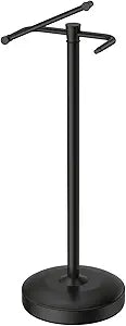 Freestanding Toilet Paper Holder Stand, Heavy Duty Matte Black Stainless Steel Toilet Paper Holder with Weighted Base, Rustproof & Tool-Free Installation for Modern Bathrooms
