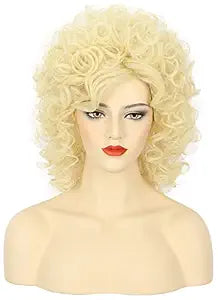karlery Women Long Big Blonde Wave Curly Wig Retro Singer Cosplay Wig