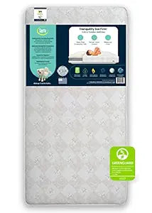 Serta Tranquility Eco Firm 2-Stage Baby Crib and Toddler Mattress - Waterproof Standard Baby Crib & Toddler Mattress - GREENGUARD Gold Certified- 52" L X 27.5" W (50 Year Warranty)