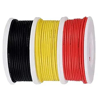 DAOKI 30 Gauge Silicone Wire Kit - 300V Tinned Copper Stranded Electrical Wire - 3 Colors, 7M/23ft Each
