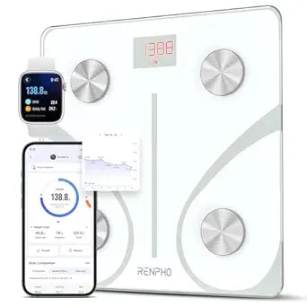 RENPHO Smart Scale for Body Weight, FSA&HSA Eligible, Digital Bathroom Scale BMI Weighing Bluetooth Body Fat Scale, Body Composition Monitor Health Analyzer with Smartphone App (White, 11"/280mm)