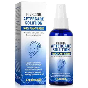 Piercing Aftercare Spray, Ear Piercing Cleaner, Gentle Plant-Based Cleanser to Soothe Irritation and Dryness, 60 ml